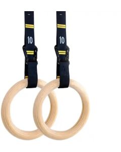 Wooden Gymnastic Ring with Nylon straps